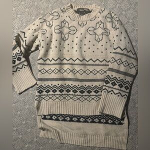 Thakoon Cream and Black Geometric Crewneck Sweater